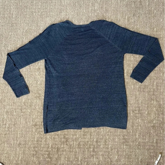 E3 by Etcetera Women Blue Linen Cardigan Button Cold Sleeve Medium - Picture 6 of 9